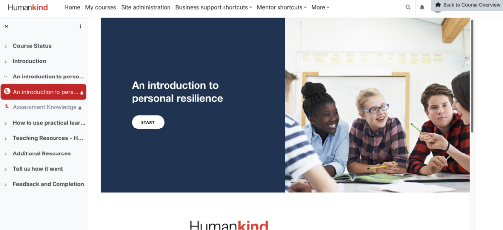 Teaching Resilience Course Start